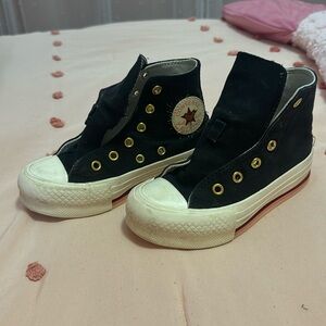 Black and pink converse girls size 12